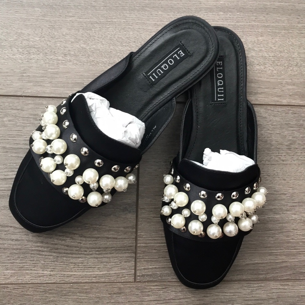 Eloquii Black & Pearl Mule Slide